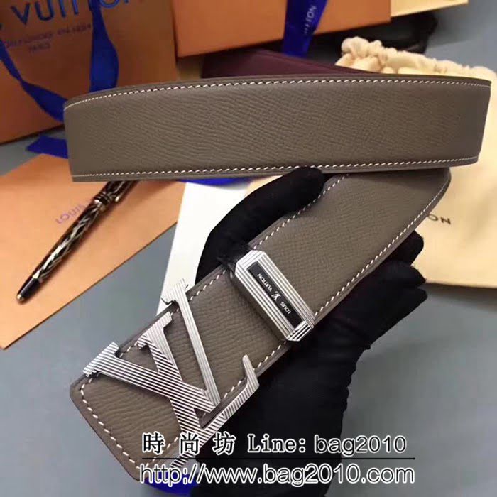 路易威登LV 純手工雙面手掌紋 專櫃奢華條紋鋼扣 男士皮帶 LHG1282